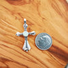 Sterling Silver Cross Pendant with White Opal Inlay