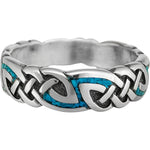 925 Sterling Silver Turquoise Viking Tribal Ring, Norse Knots Design, Handmade Gemstone Band, Handcrafted Birthstone Wedding Jewelry