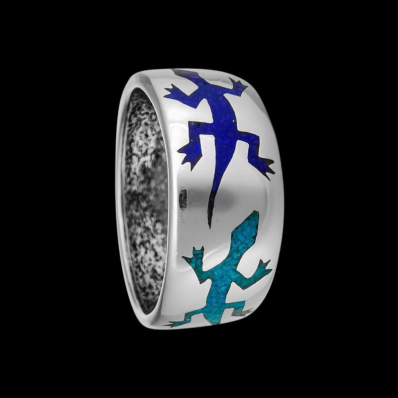 Size 11 - Turquoise and Lapis Lazuli Gecko Band