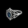 Size 5-925 Sterling Silver Oval Azurite Cabochon Ring, Infinite Looped Silver Design, Handmade Gemstone Jewelry, Statement Birthstone Band