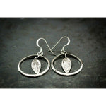 Halo Feather Earrings • 925 Sterling Silver • Diamond Cut Accents