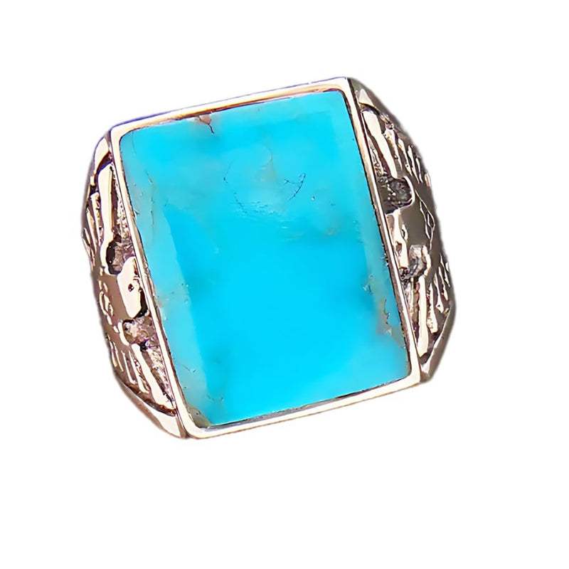 Thunderbird Ring • Kingman Turquoise • 925 Silver • Handmade by Edward Johnson • Size 10.5