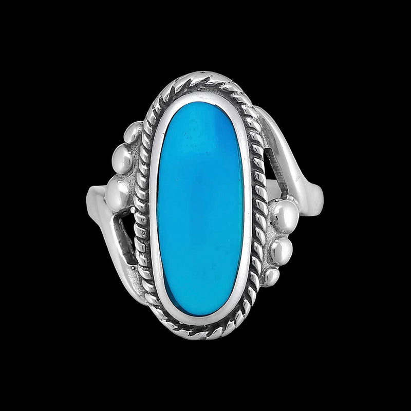 Size 8-925 Sterling Silver Turquoise Resin Magnificent Oval Ring, Curved Braided Design, Handmade Statement Jewelry