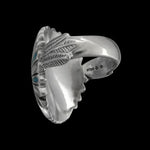 925 Sterling Silver Native American Chief Headdress Ring, Turquoise & Mother of Pearl Headdress Design, Statement Gemstone Band, Handmade Jewelry (9)
