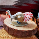 Zuni Hand-Carved Turkey Fetish by Michael Laweka – Stone, Shells & Orange Opal Wattle