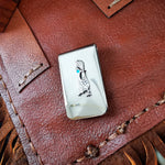 Sterling Silver Roadrunner Money Clip with Turquoise Eye