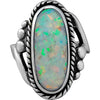 Size 7.5-925 Sterling Silver & White Opal Magnificent Oval Ring, Curved Braided Design, Handmade Opal Jewelry, Statement Birthstone Band