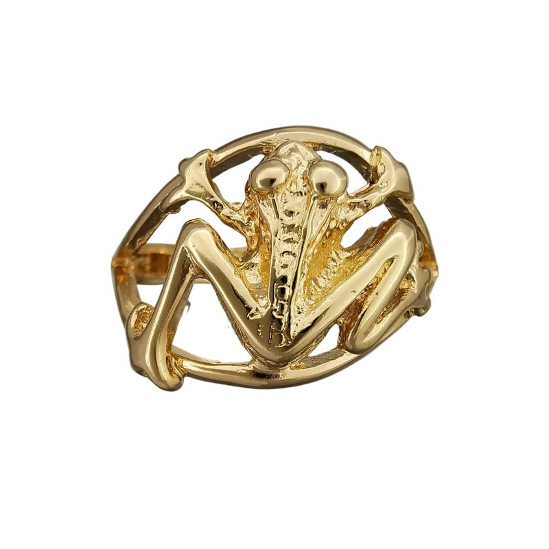 Size 8.55-925 Sterling Silver Gold Plated Frog Ring