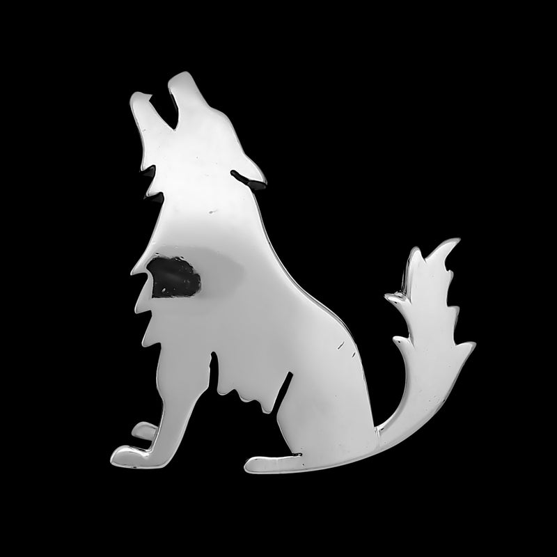 925 Sterling Silver Wolf Pendant, Howling Wolf Pendant, Wolf Howling at The moon Pendant