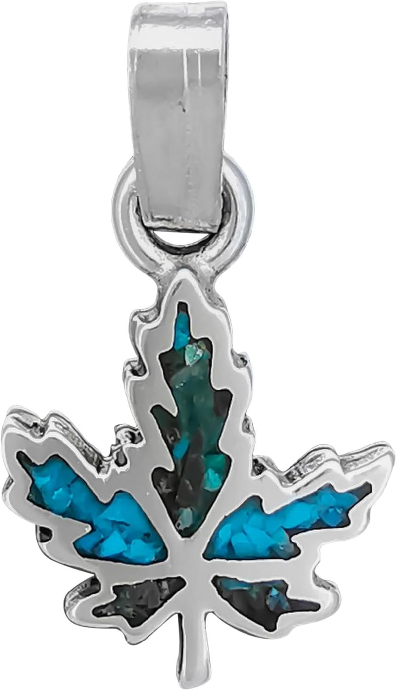 Small Palmate Leaf Pendant Blue and Green Turquoise