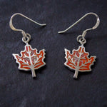 Maple Leaf Earrings • 925 Sterling Silver • Opal Accents • Navajo Handcrafted