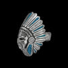 925 Sterling Silver Native American Chief Headdress Ring, Turquoise & Mother of Pearl Headdress Design, Statement Gemstone Band, Handmade Jewelry (9)