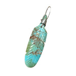 Native American Pendant, Hand Carved Turquoise Feather, 925 Silver