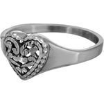 Sterling Silver Diamond Cut Gleaming Heart Ring