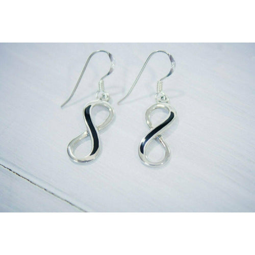 Infinity Symbol Earrings • 925 Sterling Silver • Black and Chic Design