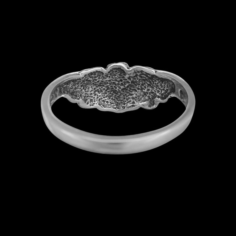 Sterling Silver V Shaped Diamond Cut Rose Ring