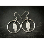 Halo Feather Earrings • 925 Sterling Silver • Diamond Cut Accents