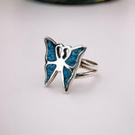 Vintage Turquoise Butterfly Ring - Sterling Silver, Size 6