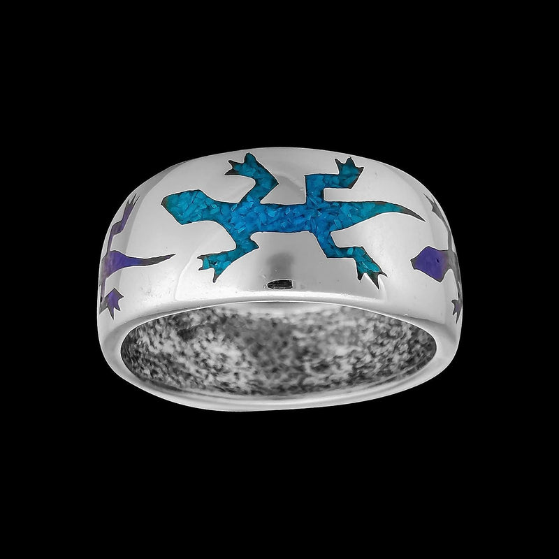 Size 11 - Turquoise and Lapis Lazuli Gecko Band