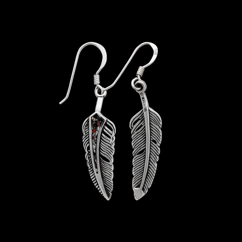 925 Sterling Silver Feather Earrings, Wild Horse Earrings, Magnesite Earrings