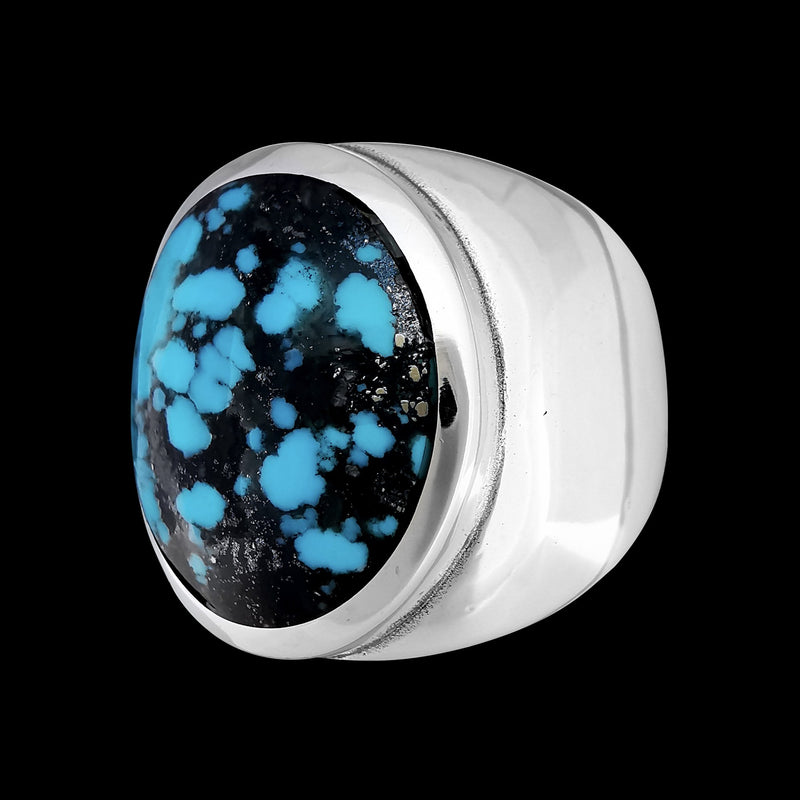 Mountain Ring • 925 Sterling Silver • Morenci Turquoise • Size 6 • Navajo Handmade