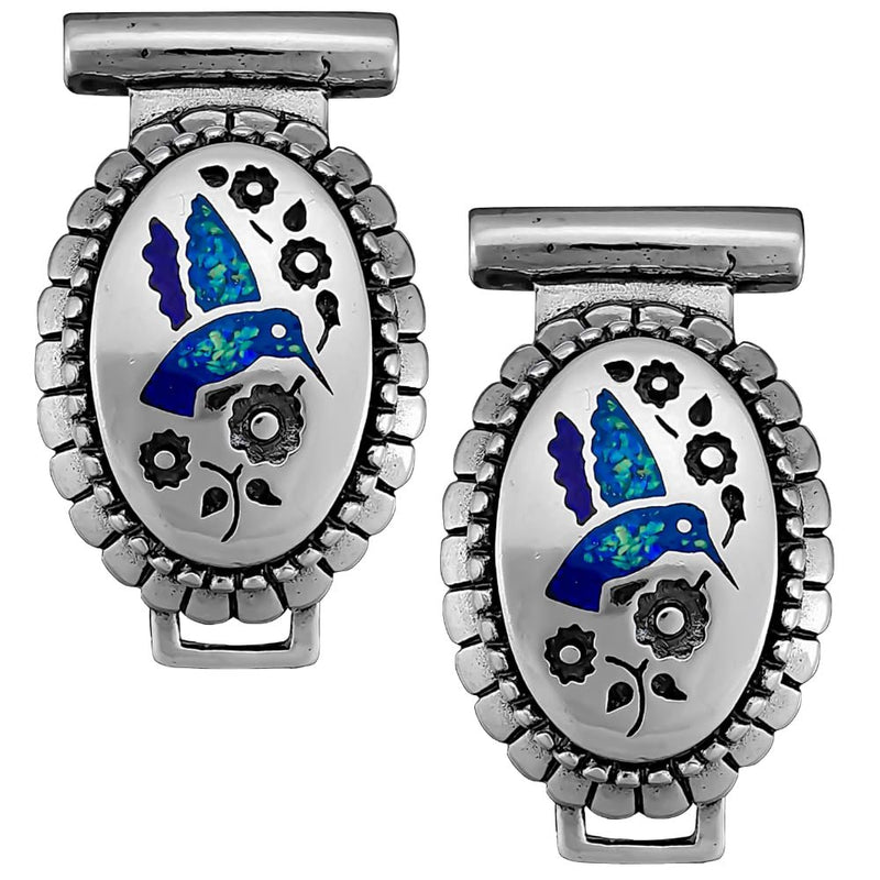 Blue Opal and Lapis Lazuli Sterling Silver Hummingbird Watch Tips