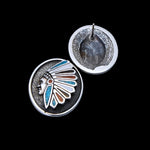 Sterling Silver Native Chief Headdress Stud Earrings