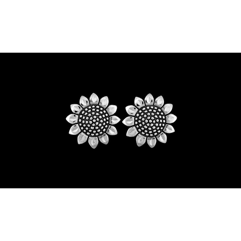 Sterling Silver Sunflower Earrings in Post or Dangle (Dangle)