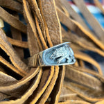 Sterling Silver Grey Wolf Ring, Size 13