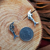 Sterling Silver Stud Single Dolphin Diamond-Cut Earrings