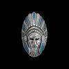 925 Sterling Silver Native American Chief Headdress Ring, Turquoise & Mother of Pearl Headdress Design, Statement Gemstone Band, Handmade Jewelry (9)