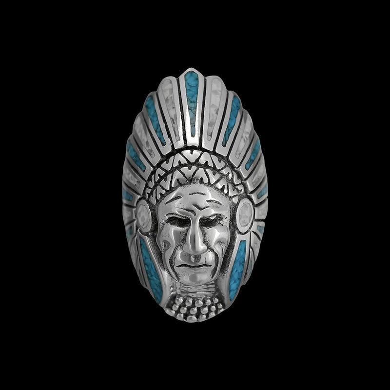 925 Sterling Silver Native American Chief Headdress Ring, Turquoise & Mother of Pearl Headdress Design, Statement Gemstone Band, Handmade Jewelry (9)