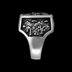 Size 12.5 - Square Faced Inlay Ring, Wolf Face