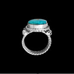 Oval Navajo Ring, Royston Turquoise, Size 5.25, Native American, Twisted Wire