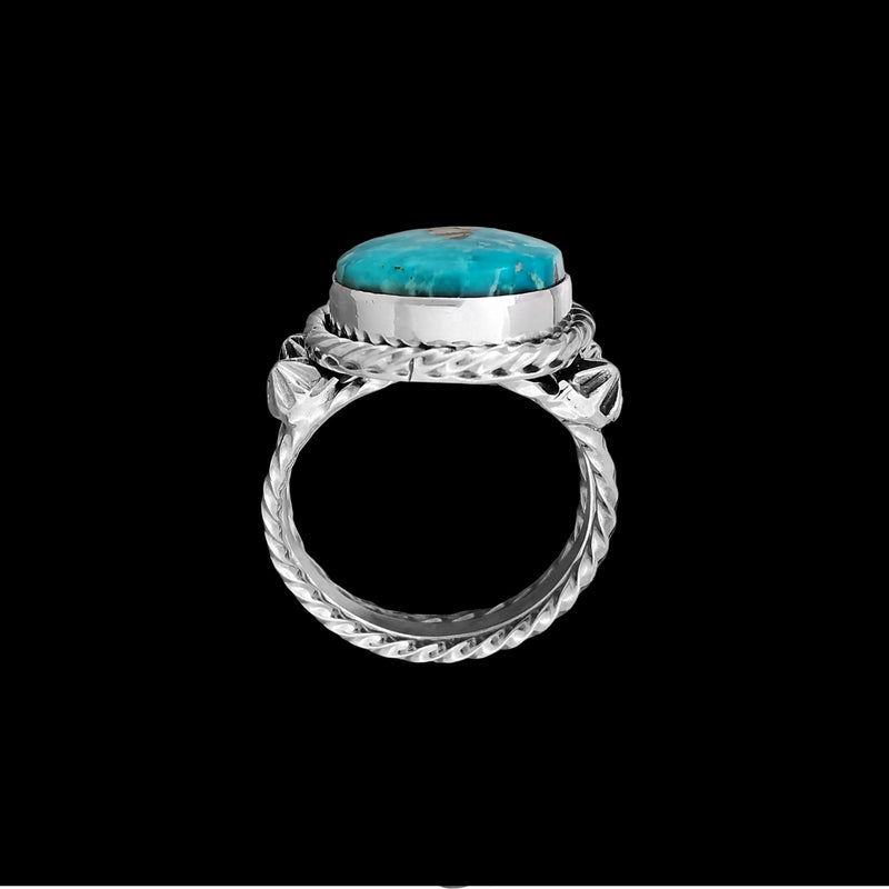 Oval Navajo Ring, Royston Turquoise, Size 5.25, Native American, Twisted Wire