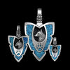 925 Sterling Silver Medium Turquoise Arrowhead Pendant, Detailed Wolf Pendant with Paw & Claws, Native American Jewelry, Southwestern Wolf Necklace