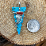 Native American Pendant, Hand Carved Turquoise Arrowhead, 925 Silver