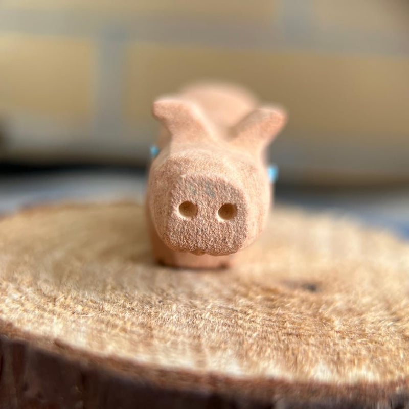 Zuni Sandstone Pig Fetish – Hand-Carved by Brandon Phillips