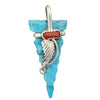 Native American Pendant, Hand Carved Turquoise Arrowhead, 925 Silver