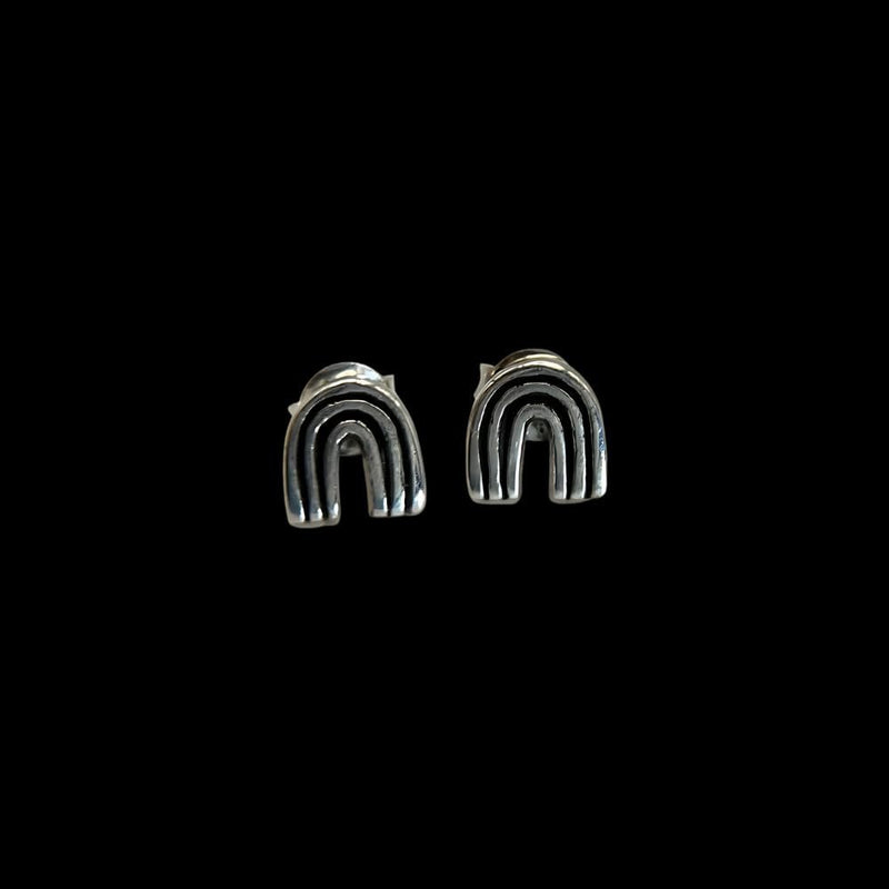 Sterling Silver Tiny Rainbow Stud Earrings