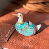 Zuni Duck Fetish with Sunface by Darrin Boone – Turquoise, Abalone, Coral & Mother of Pearl