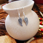 Sterling Silver Angel Wings Dangle Earrings