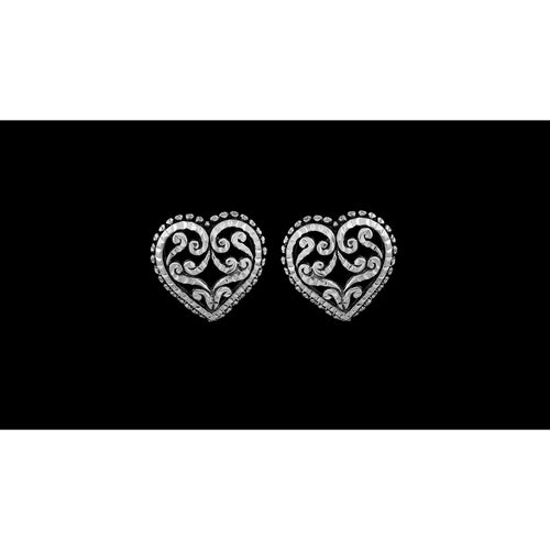 Navajo Heart Earrings • Sterling Silver • Diamond Cut • Handcrafted