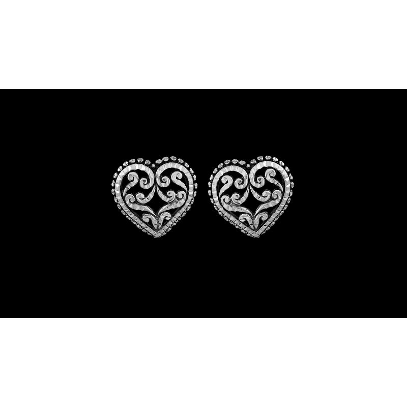 Navajo Heart Earrings • Sterling Silver • Diamond Cut • Handcrafted