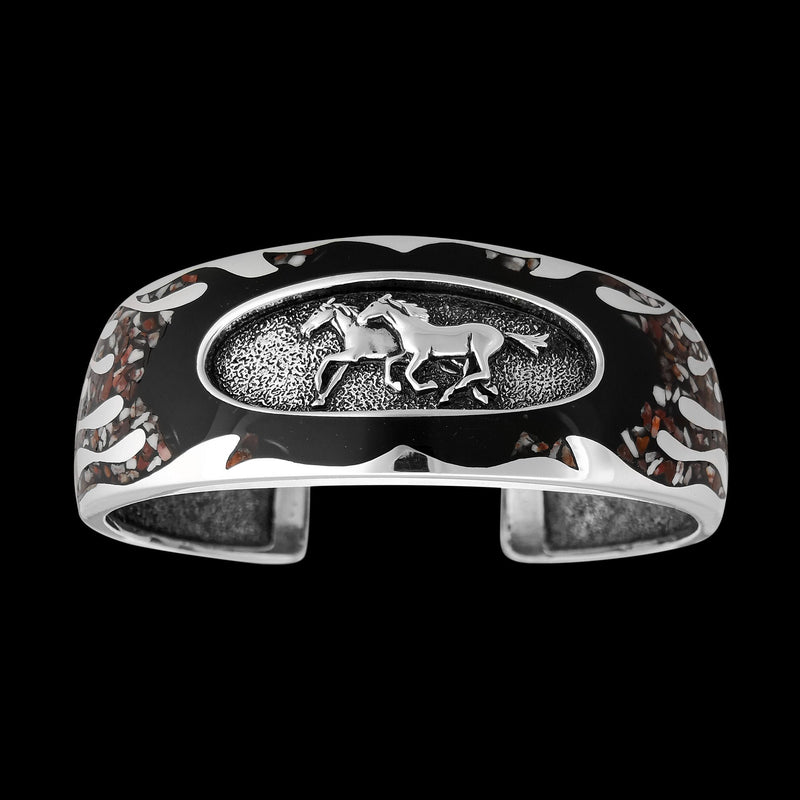925 Sterling Silver Horse Bracelet • Wild Horse Magnesite • Navajo Inspired