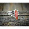 Size 7 - Sterling Silver and Orange Opal Three Prong Oval Ring