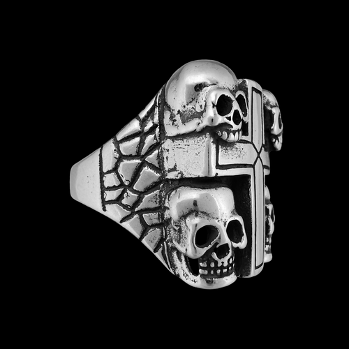 *In Stock* Stainless Steel G&S Crosshairs Cross Skull Ring - Stranger Things 4