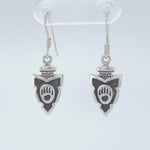 ER496 Bear Paw Arrowhead Dangle Earrings