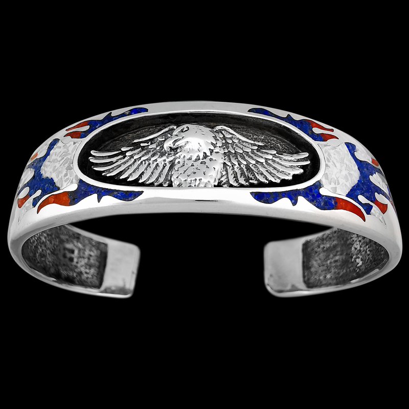 Customizable Sterling Silver Eagle cuff Bracelet, Birthstone Bracelets, Eagle Bracelet Jewelry, Navajo thunderbird Bracelet