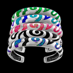 Customizable Sterling Silver Swirling Tribal Bracelet, Birthstone Cuff, Jewelry, Gemstone, Opal